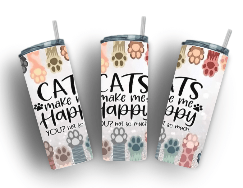 Cats Make Me Happy Tumbler - Glittermetimbra