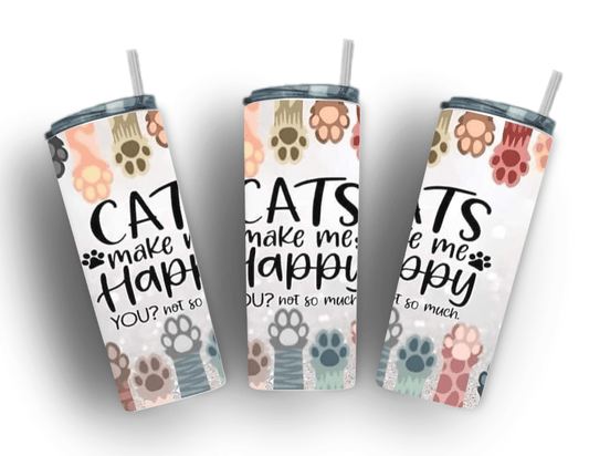 Cats Make Me Happy Tumbler - Glittermetimbra